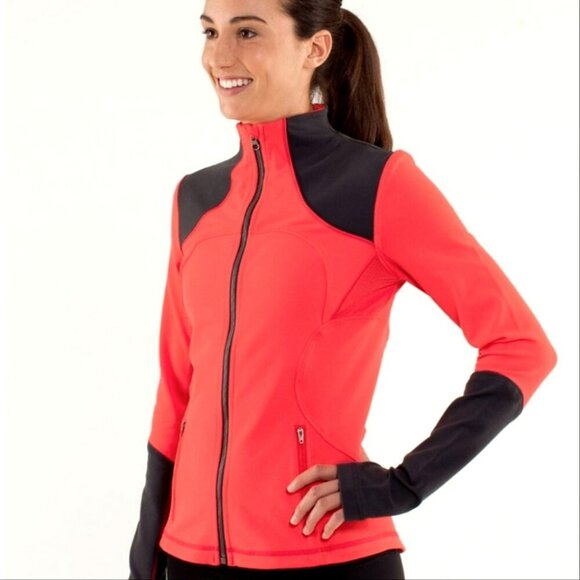 lululemon athletica Jackets & Blazers - Lululemon Forme Jacket Brushed Love Red Deep Coal Stretch Size 10